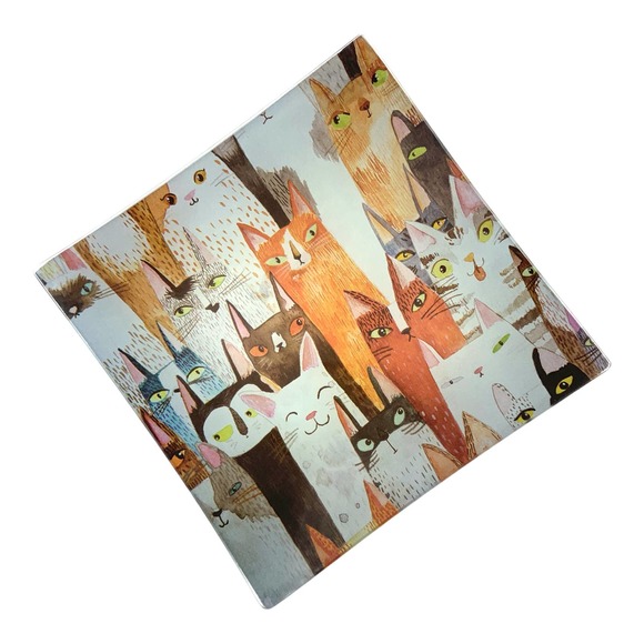 Glass Jewelry Dish, Whimsical Cats, Trinket Tray, Soap, Valet, Vanity Catchall - Picture 2 of 7